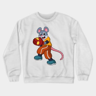 Mouse at Baseball with Baseball glove Crewneck Sweatshirt